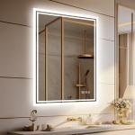 Reduzierte Moderne Rechteckige Wandspiegel mit Beleuchtung aus Glas beschlagfrei 