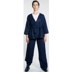 Marineblaue Luxaa Nachhaltige Kimono-Jacken ohne Verschluss aus Wolle für Damen Größe L für den für den Herbst 