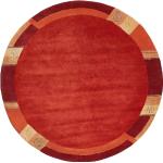 Rote Moderne Runde Nepalteppich aus Wolle schmutzabweisend 