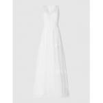 Offwhitefarbene Boho Luxuar Fashion Brautkleider mit Schleppe & Hochzeitskleider mit Schleppe  aus Polyester für Damen Größe XS für die Braut 