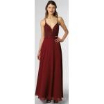 Bordeauxrote Unifarbene Luxuar Fashion V-Ausschnitt Abendkleider rückenfrei aus Chiffon für Damen Größe S 