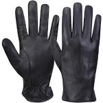 Schwarze Gefütterte Handschuhe aus Lammleder für Herren Größe 9 