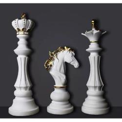Luxuriöse internationale Schachstatue Harzskulptur Home Ornaments Decor (weiß)