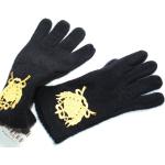 Schwarze Vintage Strick-Handschuhe für Herren Größe L 