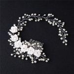Weißer Brauthaarschmuck mit Perlen aus Kristall mit Strass handgemacht für Damen für die Braut 