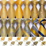 Goldgelbe Gestreifte Krawatten-Sets für Herren 