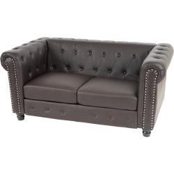 Luxus 2er Sofa Loungesofa Couch Chesterfield Kunstleder 160cm ' runde Füße, braun