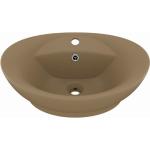 Cremefarbene Moderne vidaXL Ovale Handwaschbecken & Gäste-WC-Waschtische mit Vogel-Motiv matt aus Keramik 
