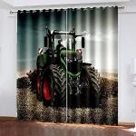Dunkelbraune Moderne Schlaufenschals & Ösenschals mit Traktor-Motiv aus Voile abdunkelnd 