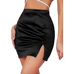 Schwarze Sexy Mini Slip Skirts & Satinröcke aus Satin für Damen Größe L für den für den Sommer 