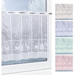 Weiße Lysel Scheibengardinen & Küchengardinen mit Hirsch-Motiv aus Polyester transparent 