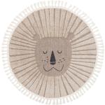 Beige Runde Kinderteppiche 120 cm aus Kunstfaser 