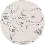 Reduzierte Weiße Runde Kinderteppiche 115 cm mit Weltkartenmotiv aus Sisal 