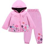 LZH Baby Mädchen Regenmantel Anzug Wasserdichte Kapuzenmantel Jacke & Hose 2Pcs Outwear Kleidung Set,Rosa,4-5 Jahre(130)