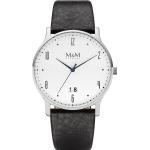 M&M Uhren GmbH Runde Herrenarmbanduhren aus Rindsleder mit Saphir mit Saphirglas-Uhrenglas mit Lederarmband 