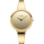 Goldene Wasserdichte M&M Uhren GmbH Runde Quarz Damenarmbanduhren poliert aus Edelstahl mit Analog-Zifferblatt mit Metallarmband 