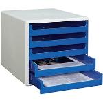 Blaue Schubladenboxen DIN A4 aus Kunststoff stapelbar 