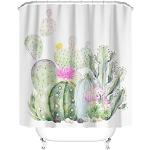 Pinke Textil-Duschvorhänge mit Kaktus-Motiv aus Textil 