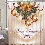 Gelbe Textil-Duschvorhänge mit Weihnachts-Motiv aus Textil 200x180 