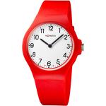 Rote 3 Bar wasserdichte Wasserdichte Schweizer Runde Quarz Damenarmbanduhren Dornschließe aus Silikon mit Kunststoff-Uhrenglas mit Silikonarmband 