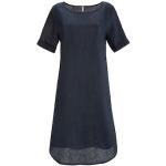 Dunkelblaue Unifarbene Casual Kurzärmelige Rundhals-Ausschnitt Sommerkleider aus Leinen für Damen Größe XL 