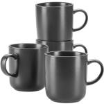 Dunkelgraue Gestreifte Moderne Kaffeetassen-Sets 400 ml aus Porzellan stapelbar 4-teilig 