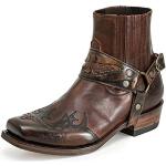 Braune Karree Cowboy-Boots & Cowboystiefeletten mit Schnalle aus Kunstleder für Herren Größe 43 für den für den Winter 