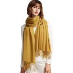 Gelbe Unifarbene Pashmina-Schals mit Fransen für Damen Größe XL für den für den Herbst 