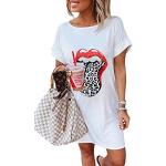 Weiße Oversize Kurzärmelige Rundhals-Ausschnitt Shirtkleider für Damen Größe M für Partys für den für den Sommer 