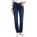 Blaue Elegante MAC Jeans Angela Slim Fit Jeans mit Reißverschluss aus Baumwolle für Damen Größe L Weite 34 