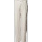Hellgraue Unifarbene MAC Jeans Leinenhosen aus Leinen für Damen Größe XS Weite 44, Länge 32 