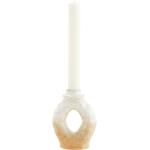 Beige Rustikale 13 cm Madam Stoltz Runde Kerzenständer & Kerzenhalter aus Steingut 