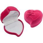 maDDma 1 Ring-Etui in Herzform aus Samt mit Rosenverzierung Ringbox Schmucketui Schmuckdose Geschenkbox Variantenwahl, Größe:62 x 57 x 41 mm, Motiv:1 Ring | rosa-weiß
