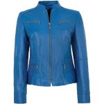 Royalblaue Maddox Stehkragen Übergangsjacken mit Reißverschluss aus Leder für Damen Größe M 