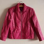 Pinke Vintage Übergangsjacken aus Leder für Damen Größe L 