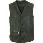 Grüne Maddox V-Ausschnitt Lederwesten mit Reißverschluss aus Leder für Herren Größe 3 XL für den für den Herbst 