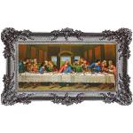 Barock Gemälde Bild mit Rahmen Repro Antik look Jesus 12 APOSTEL ULTIMA CENA 96x57cm (Altsilber)