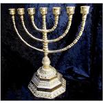 Ebraico 7 Armiger Kerzenleuchter Hebräisch 100% Messing Jüdische Menora 34cm Chanukkia Menora siebenarmiger Leuchter