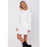 Beige Casual Langärmelige V-Ausschnitt Sweatkleider aus Baumwolle mit Kapuze für Damen Größe XL 