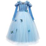 Blaue Blumenmuster Cinderella Aschenputtel Cosplay-Kostüme aus Tüll für Kinder 
