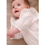 Beige Bestickte Elegante Vertbaudet Kinderkleider mit Ärmeln aus Baumwolle für Babys Größe 68 