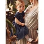 Mitternachtsblaue Elegante Kurzärmelige Vertbaudet Kinderkleider mit Glitzer aus Baumwolle für Babys Größe 68 