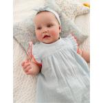 Hellblaue Kinderkleider mit Volants aus Baumwolle für Babys Größe 74 