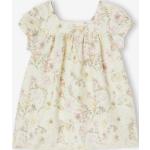 Beige Blumenmuster Elegante Kurzärmelige Vertbaudet Kinderkleider mit Ärmeln aus Baumwolle für Babys Größe 62 