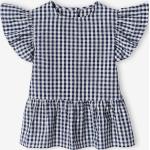 Blaue Gingham Vertbaudet Kinderkleider mit Volants aus Baumwolle für Mädchen Größe 140 