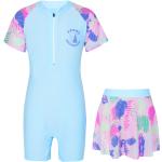 Hellblaue Kinderbadekleider & Badeanzugkleider für Kinder aus Polyester für Mädchen 