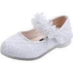 Weiße Blumenmuster Elegante Mary Jane Ballerinas mit Klettverschluss leicht für Kinder Größe 25 für den für den Sommer 
