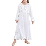 Weiße Langärmelige Kindernachthemden & Kindernachtkleider für Mädchen 