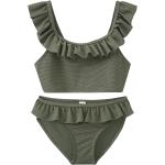 Dunkelgrüne Yigga Bio Bikini-Tops für Kinder mit Rüschen für Mädchen Größe 134 für den für den Winter 