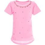 Rosa Kurzärmelige Bezlit Kinderblusenshirts mit Perlen aus Baumwolle für Mädchen Größe 158 für den für den Frühling 
